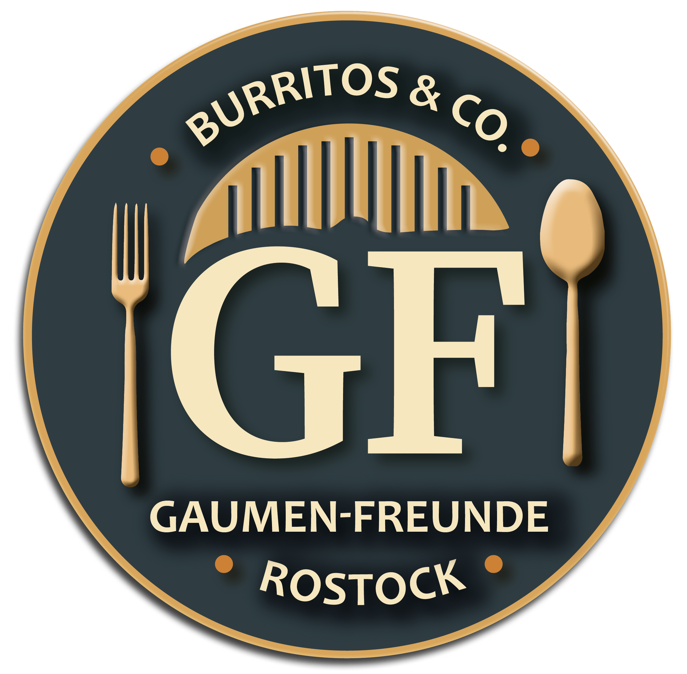 Logo von Gaumenfreunde, ein Food-Partner mit Burritos und veganen Bowls, grün-weiße Farbgestaltung passend zum Festival
